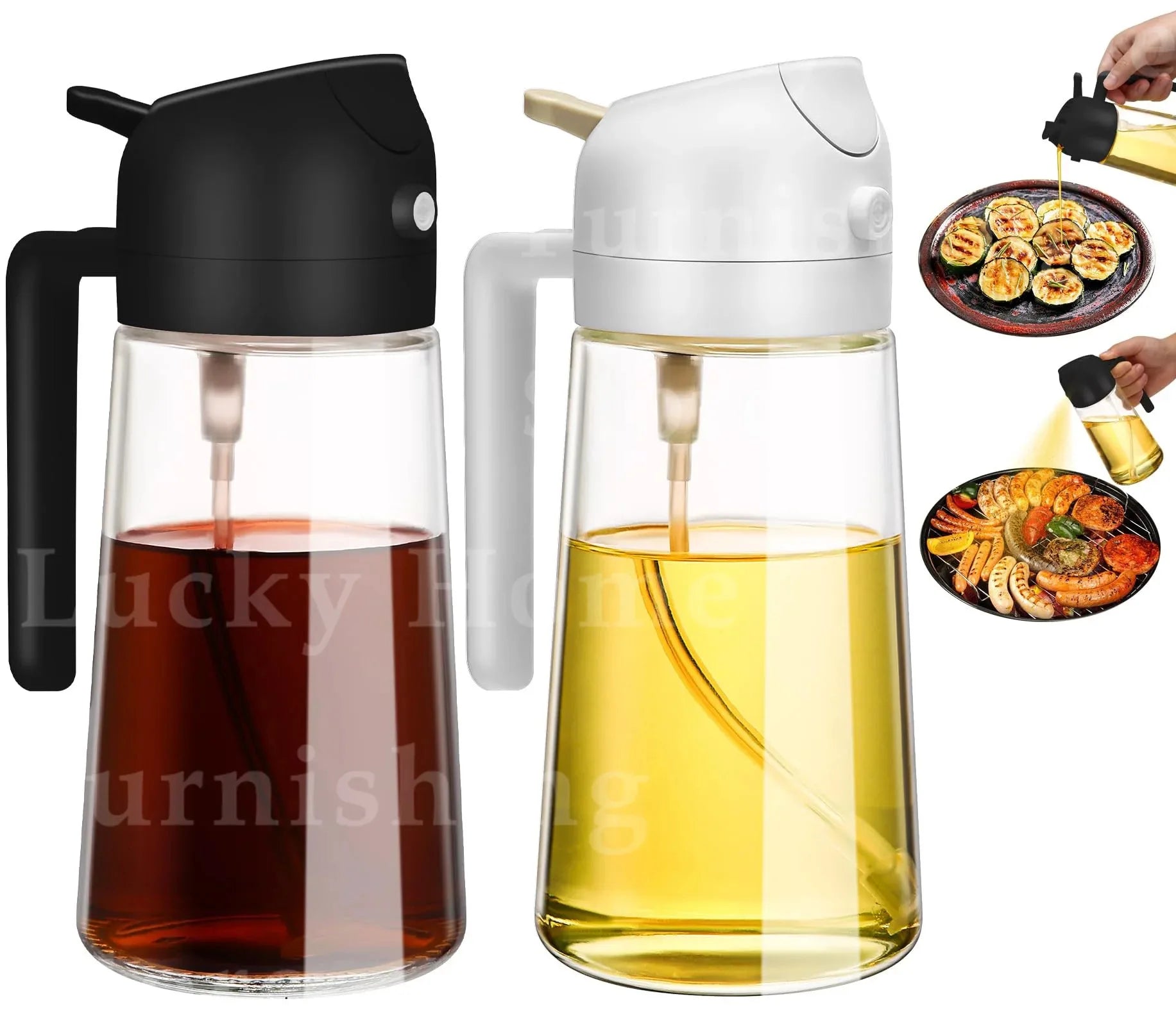 Spray for Olive Oil Dispenser Plastic 2 in 1 Oil Spray&Pour Oil Mister Bottle Cooking BBQ Baking Airfryer 500ML for Oil Bottles