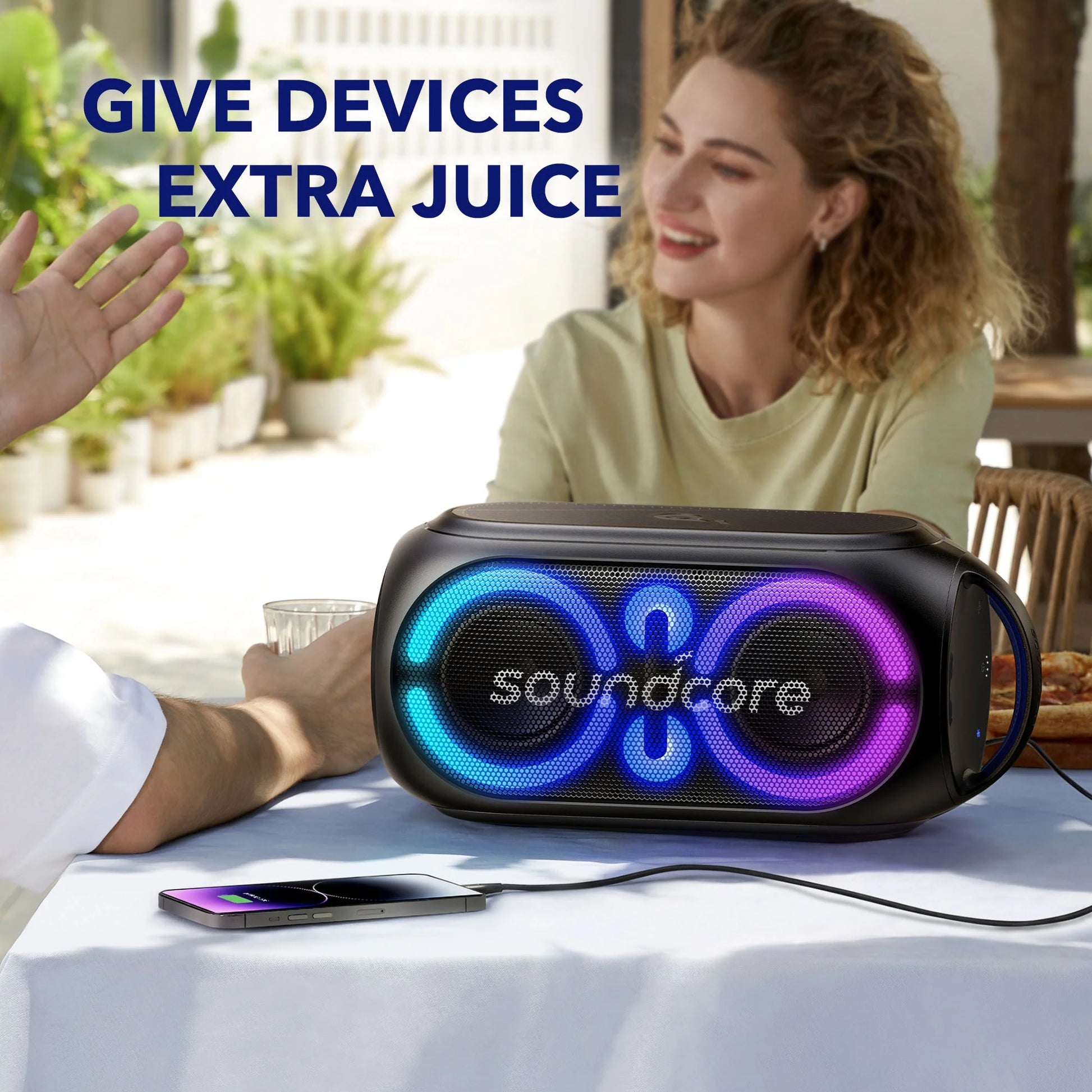 Rave Party 2 Portable Bluetooth Speaker, 120W, IPX4 Water Resistance, 16-Hour Battery Life