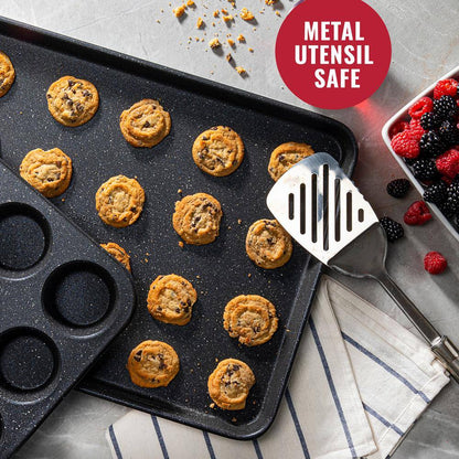 15-Piece Aluminum Ultra-Durable Non-Stick Diamond Infused Cookware and Bakeware Set in Black