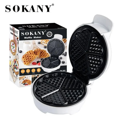 Waffle Iron ,Non-Stick Cooking Plates, 5 Waffles at Once, Compact and Easy to Clean Mini Heart Waffle Maker, 1000W, White
