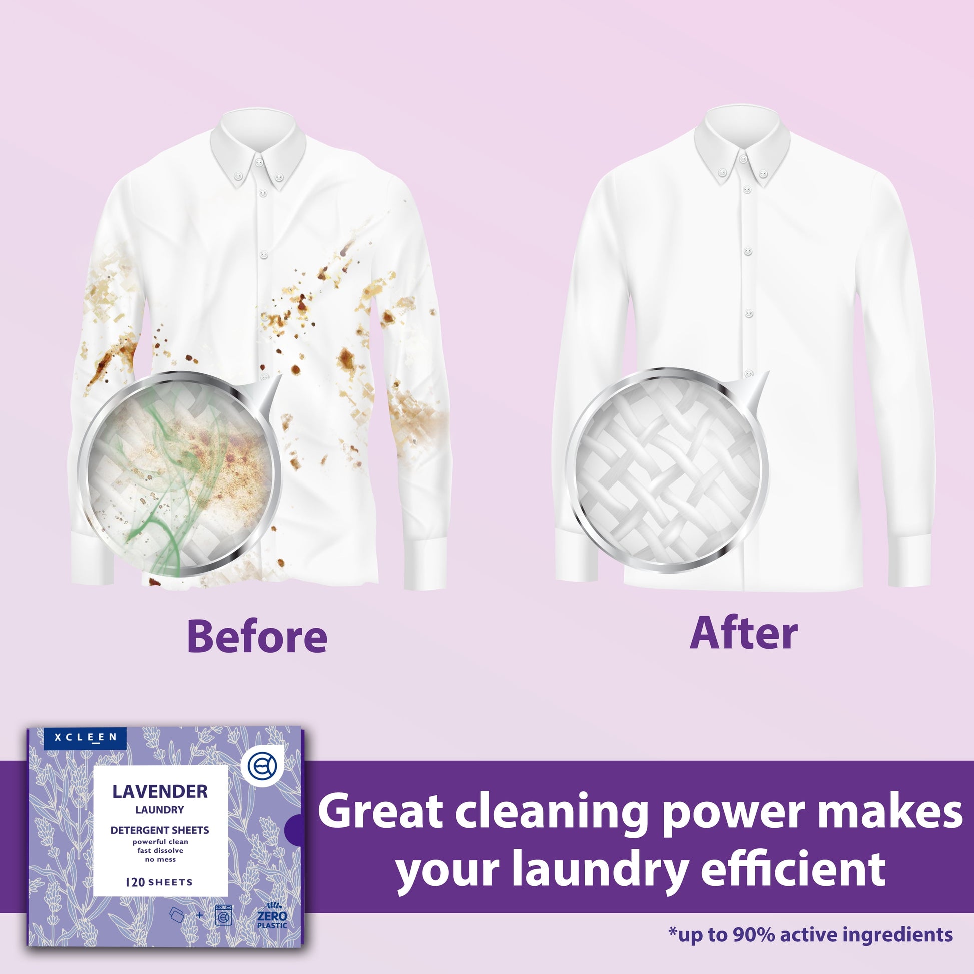 Lavender Scented Laundry Detergent Sheets - Eco-Friendly Travel Strips for 120 Loads