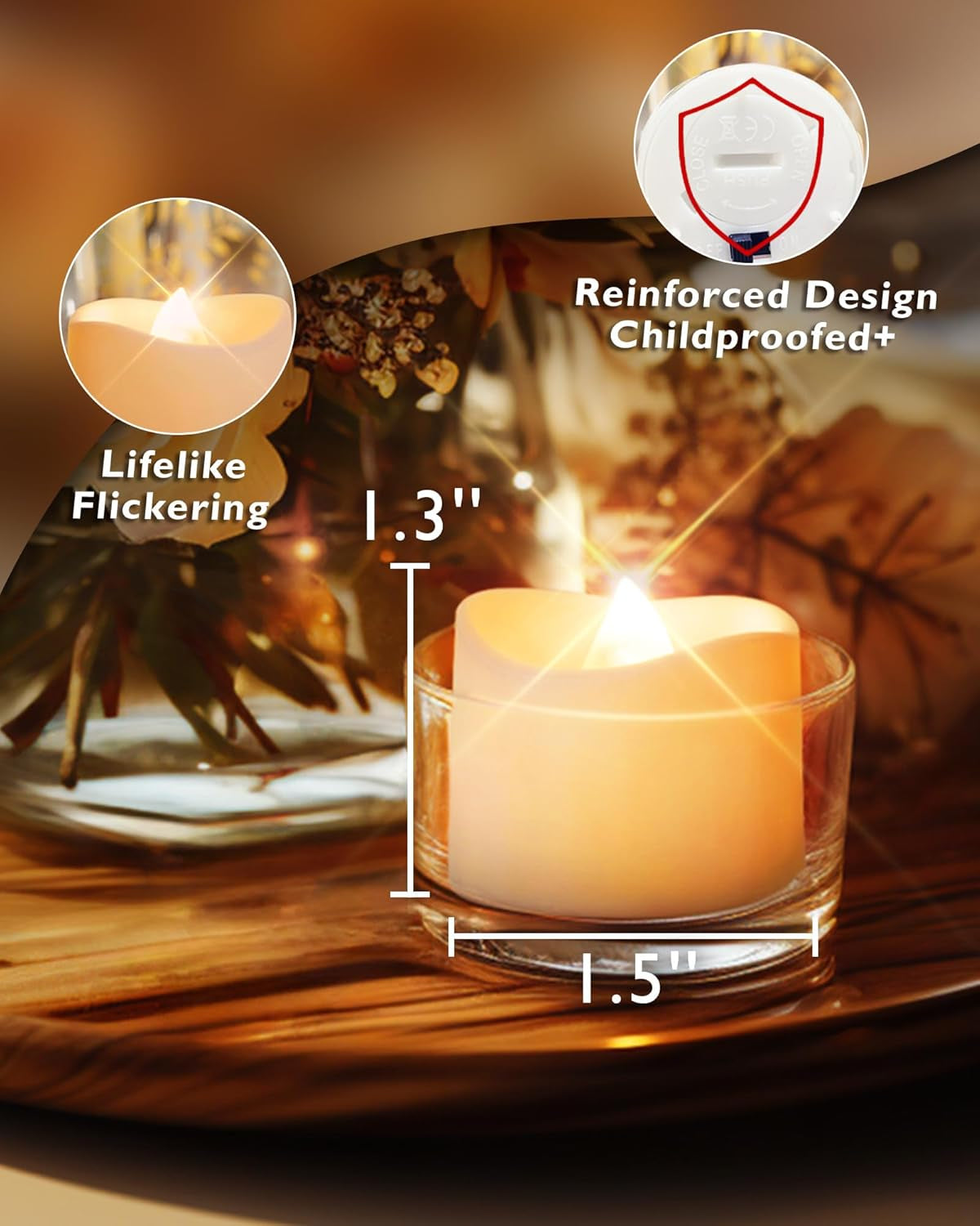 Remote-Controlled Flameless LED Tea Light Candles - Battery Operated Votive Candles for Table, Outdoor, and Home Decor, 12-Pack in Bright Amber