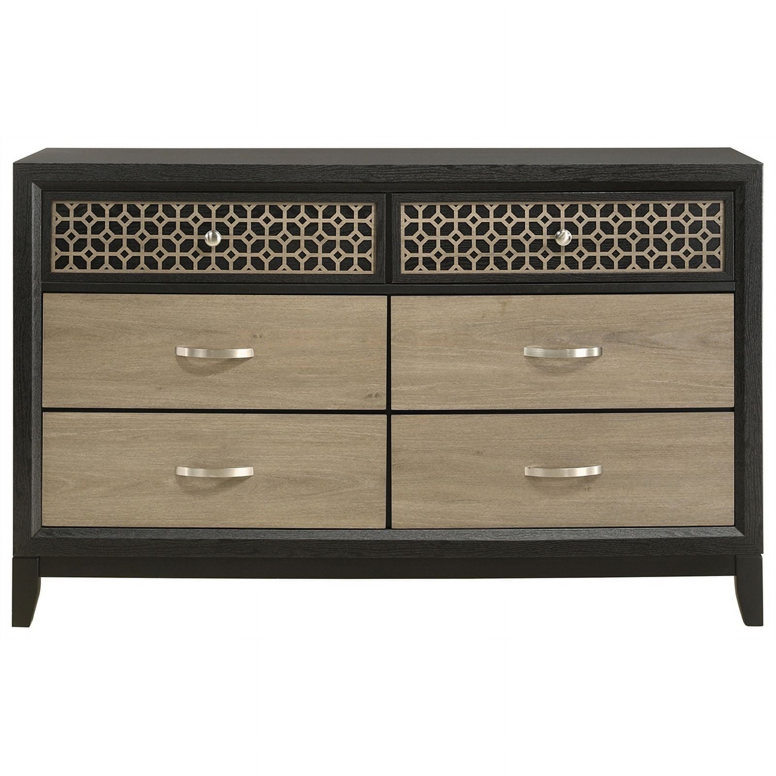 5-Piece Contemporary Wood Queen Bedroom Set in Light Brown and Gray