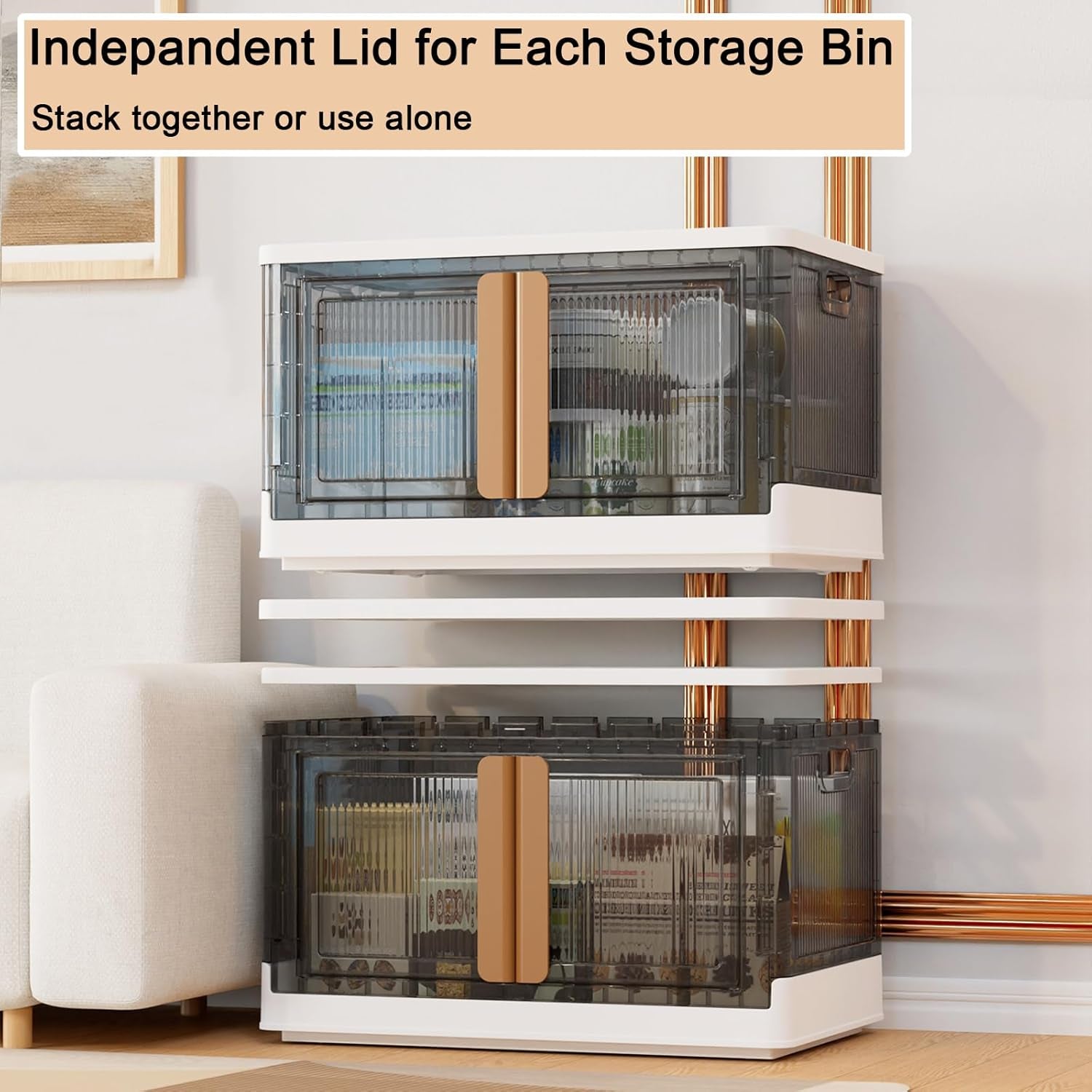 4 Packs Folding Box Storage Bins with Lids 