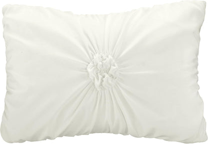 Halpert King Size 6-Piece White Bed in a Bag Comforter Set with Pintuck Pinch Pleat Microfiber Bedding, Including Shams, Bed Skirt, Flat & Fitted Sheets, Pillowcases, and Decorative Pillows
