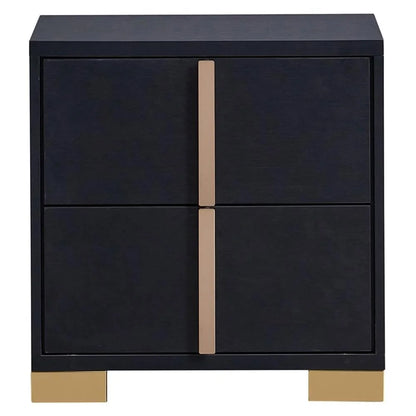 Contemporary 4-Piece Black and Gold Wood Queen Bedroom Set by