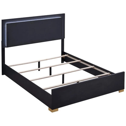 Contemporary 4-Piece Black and Gold Wood Queen Bedroom Set by