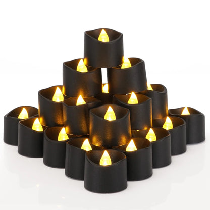 24-Pack Battery Operated Black Tea Light Candles for Halloween and Holiday Decor