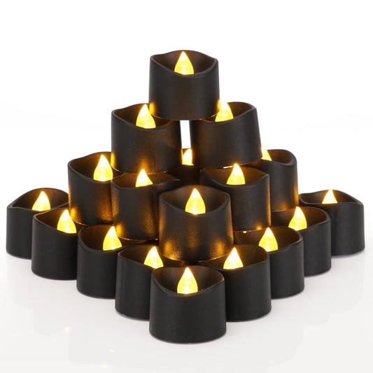 24-Pack Battery Operated Black Tea Light Candles for Halloween and Holiday Decor