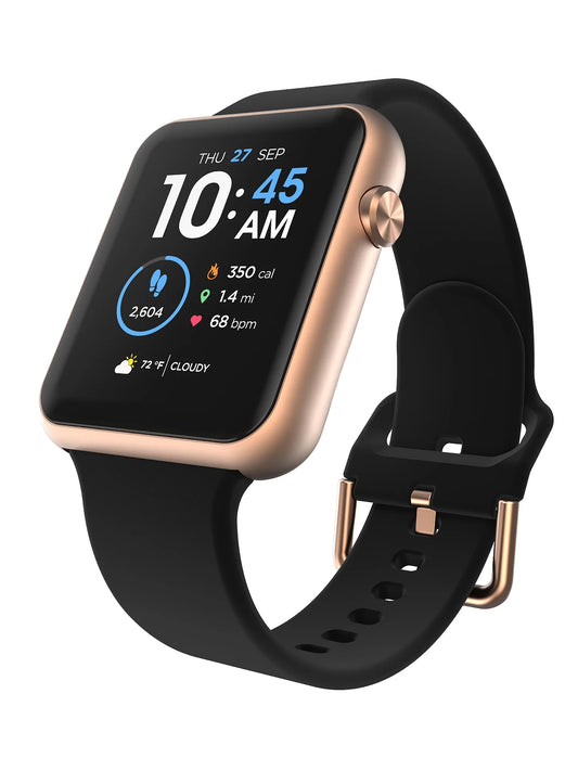Fusion 3 Unisex Rectangular Smartwatch in Black with Silicone Strap