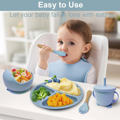 8 PCS Baby Led Weaning Feeding Supplies with Baby Spoon and Fork