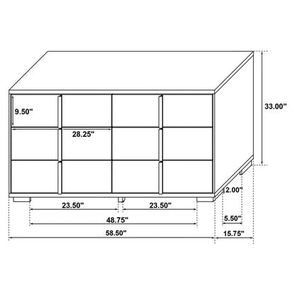 Contemporary 4-Piece Queen Bedroom Set in White and Gold by