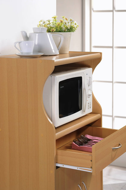 Beech Microwave Kitchen Cart