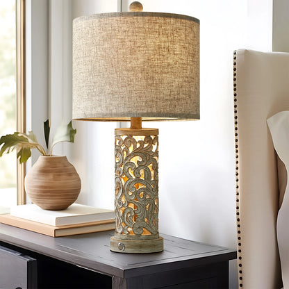 Set of 2 Dimmable 22" Farmhouse Touch Table Lamps with USB Ports for Living Room and Bedroom (Bulbs Included)
