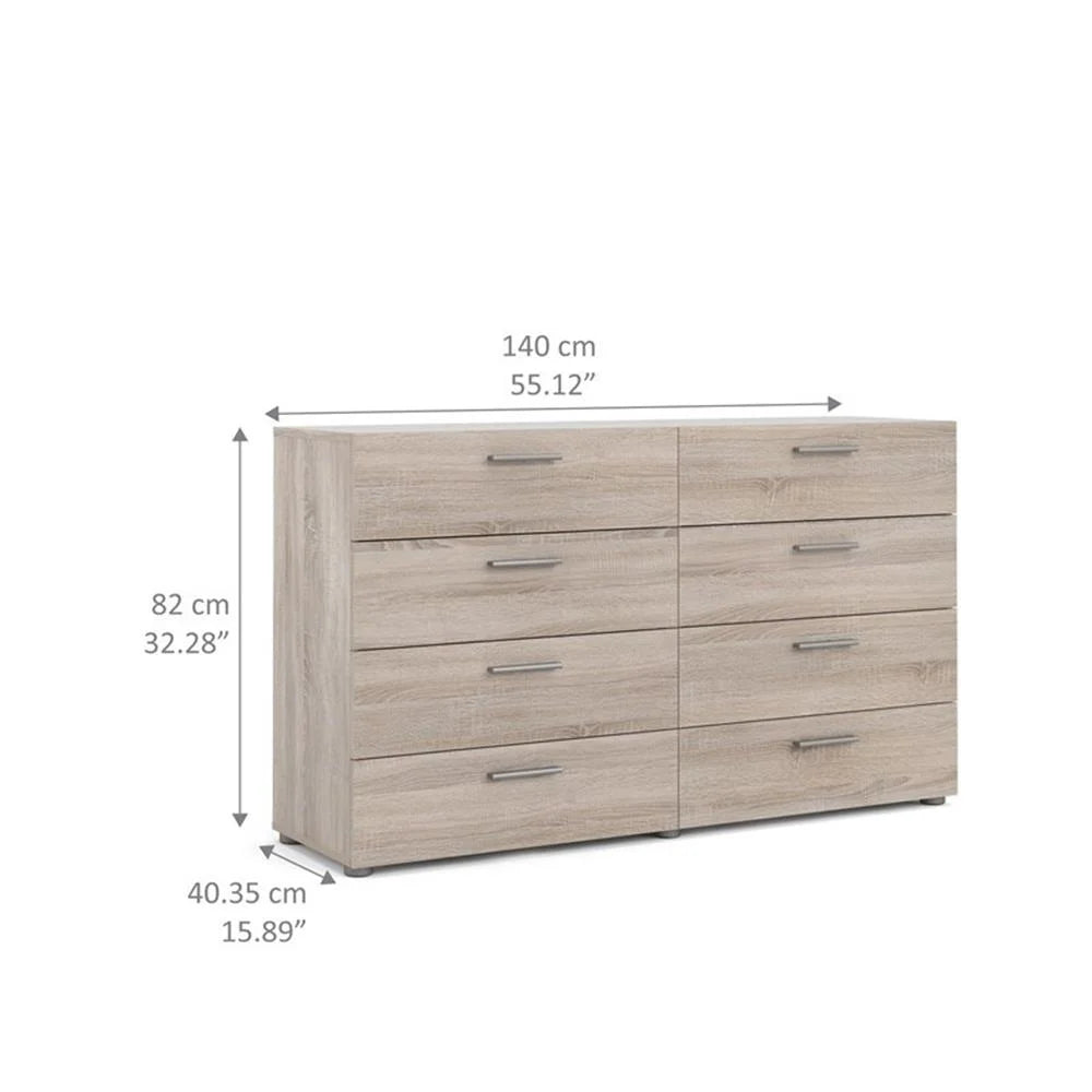 Truffle Finish 4-Piece Bedroom Set with 8-Drawer Dresser, 4-Drawer Chest, and Two 2-Drawer Nightstands