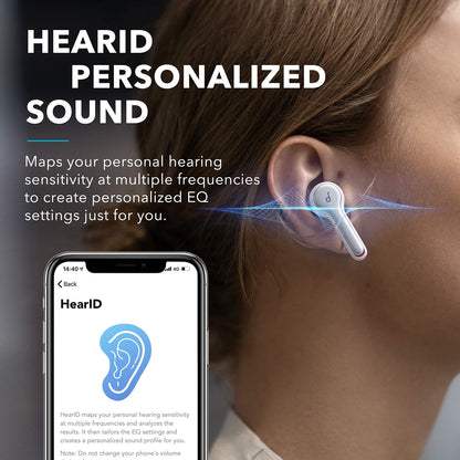 Liberty Air 2 Wireless Earbuds with Diamond-Inspired Drivers, Bluetooth 5, 4 Microphones, Noise Reduction, 28 Hours Playtime, HearID Technology, and Wireless Charging for Calls and Home Office Use