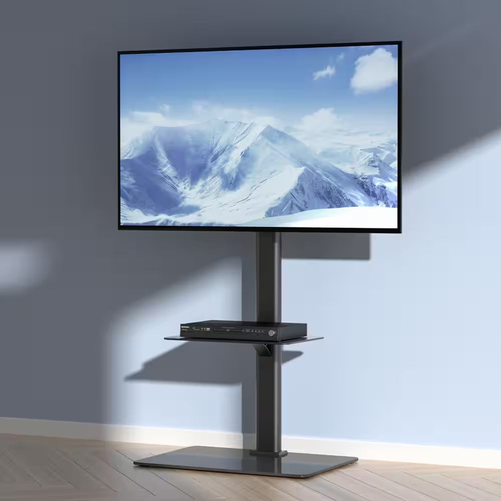 TV Stand Mount, Swivel Tall TV Stand for 32 In. to 65 In. Tvs, Height Adjustable Portable Floor TV Stand