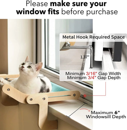Medium Cat Window Perch Lounge Hammock Seat Bed for Indoor Cats, Blue